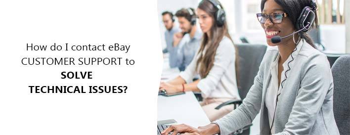 How do I contact eBay customer support to solve technical issues?